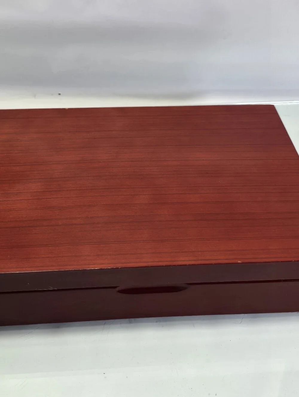 VTG MCM Wooden Anti Tarnish Silverware Flatware Storage Chest Box 10 Slots Mahog